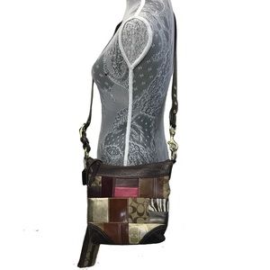 COACH holiday patchwork crossbody bag wristlet